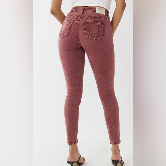 Y2K True Religion Halle HIGH-RISE Skinny Jeans Washed Pink Color Size 28 / 6 - Picture 4 of 11